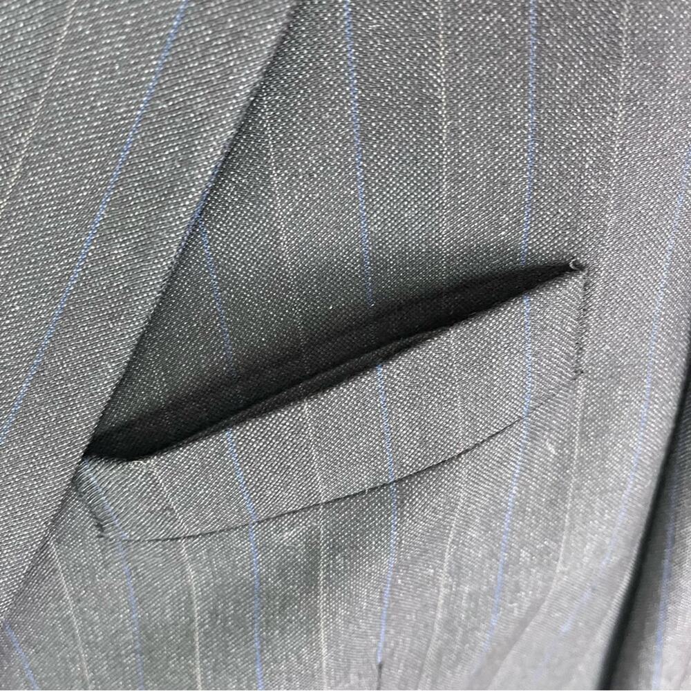 Ralph Lauren Sport Coat Mens 39R 100% Wool Charcoal and Blue Striped - Picture 10 of 13